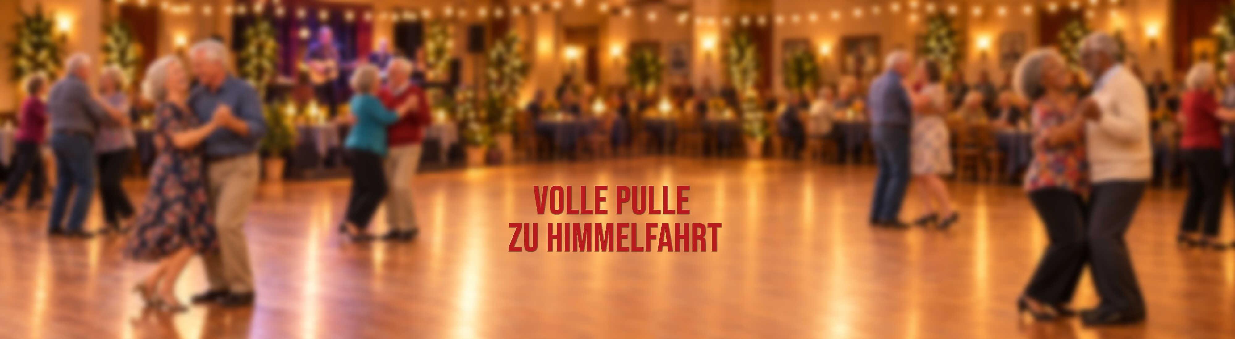 Mehrere Paare tanzen in festlicher Atmosphäre auf einer stimmungsvoll beleuchteten Tanzfläche.
